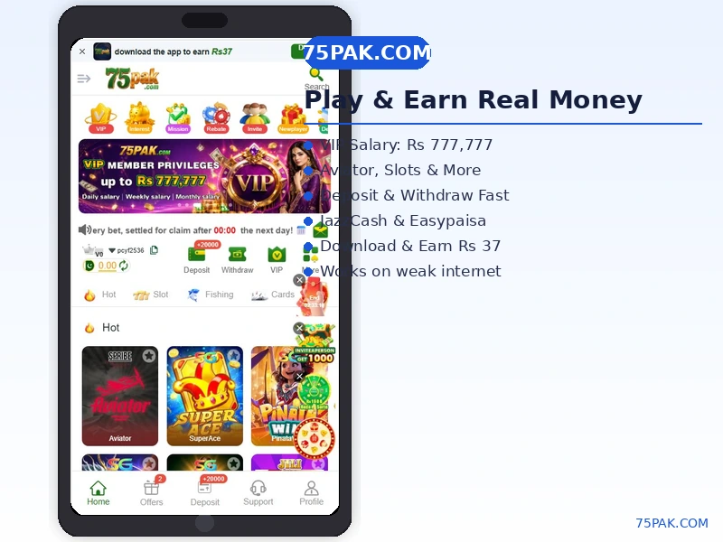 75 Pak Game New Player Mission Bonus Earn Rs 2777