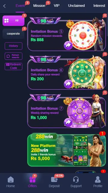 S98 Game Bonuses Screenshoot
